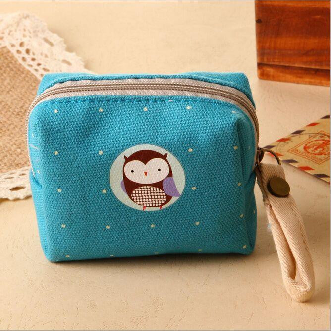 owl printing coin purse, canvas cute purse female - WikiWii