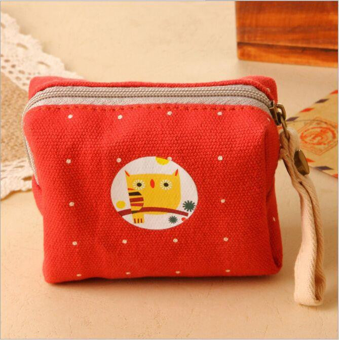 owl printing coin purse, canvas cute purse female - WikiWii