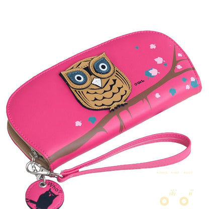 Owl Printing Rounded Zipper Long Wallet - WikiWii