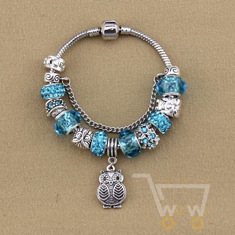 Owl Silver Bracelets Different Color - WikiWii