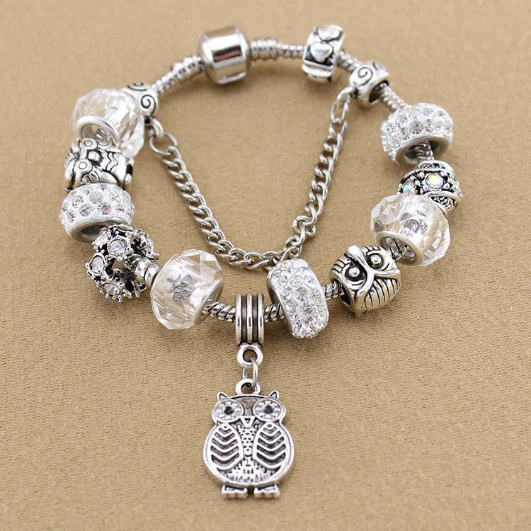 Owl Silver Bracelets Different Color - WikiWii