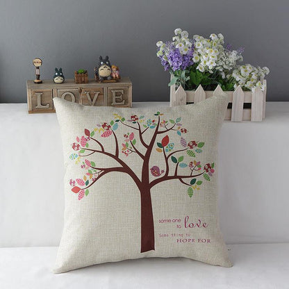 Owl Tree Style Cotton&linen Decor In Bed Sofa - WikiWii