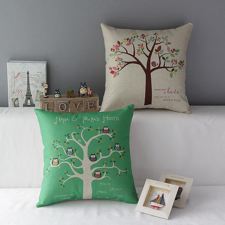 Owl Tree Style Cotton&linen Decor In Bed Sofa - WikiWii