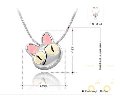 Platinum Plated Statement Cute Cat Necklace - WikiWii