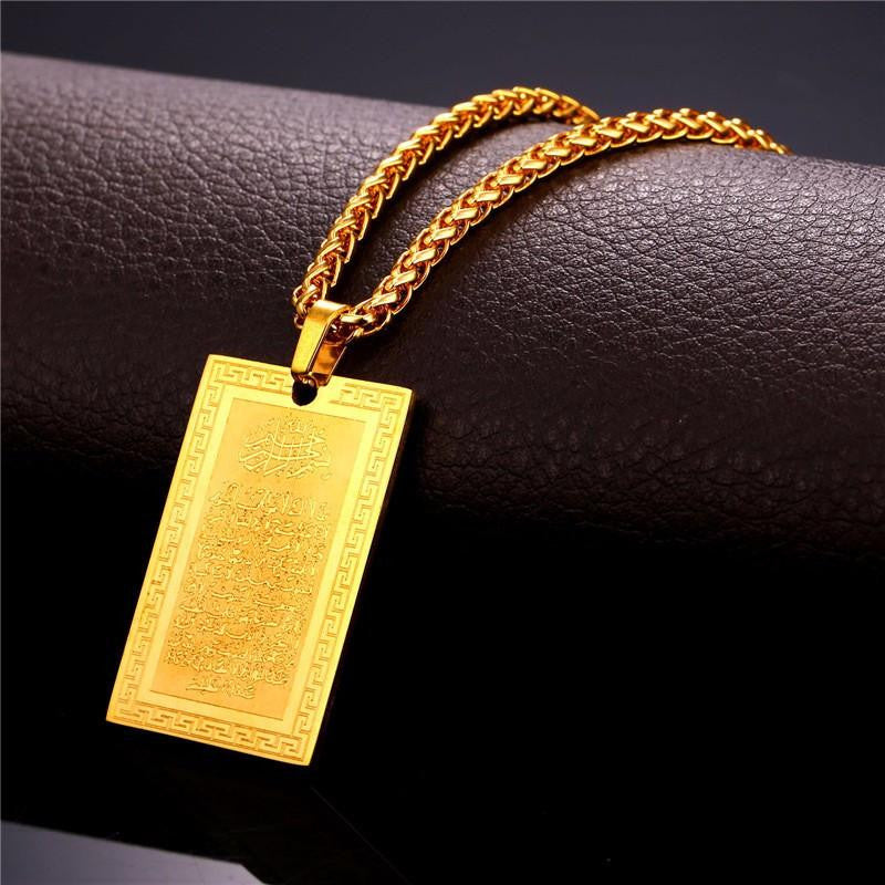 Quran Pendant Gold Stainless Steel Plated Necklace - WikiWii