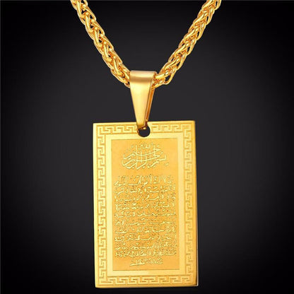 Quran Pendant Gold Stainless Steel Plated Necklace - WikiWii