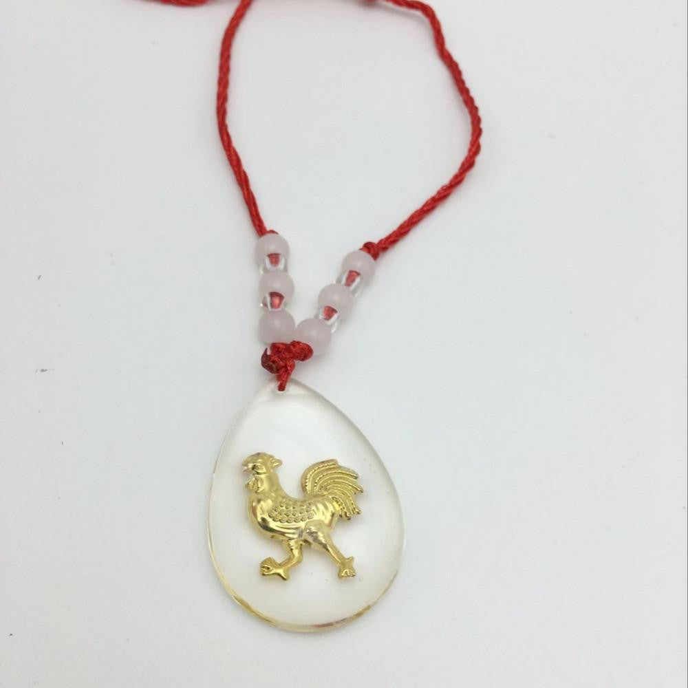 Red Long Rope Necklace Crystal Glass Ball Gold Plated Chicken Necklace - WikiWii