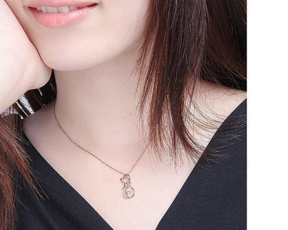 Rose Gold Plated Cute Cat Necklace - WikiWii
