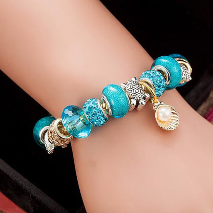 Sea Turtle Bracelet-Top Quality Gold Chain Pearl/Starfish/Turtle Blue Beads Bracelet - WikiWii