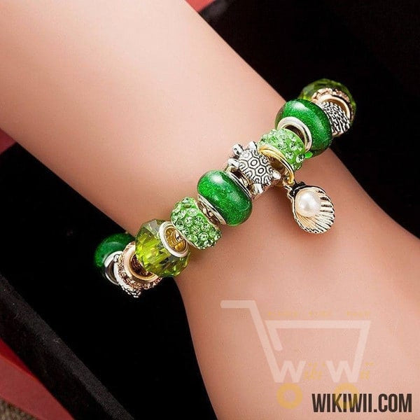 Sea Turtle Bracelet-Top Quality Gold Chain Pearl/Starfish/Turtle Green Beads Bracelet - WikiWii