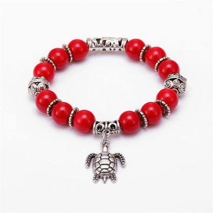 Sea turtle Natural Stone Bead Bracelet - WikiWii