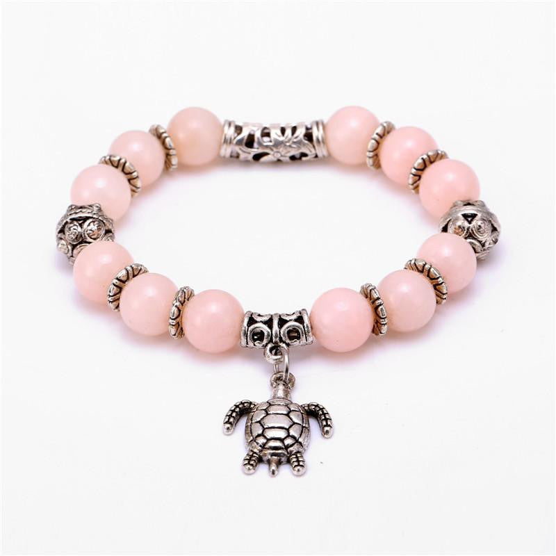 Sea turtle Natural Stone Bead Bracelet - WikiWii