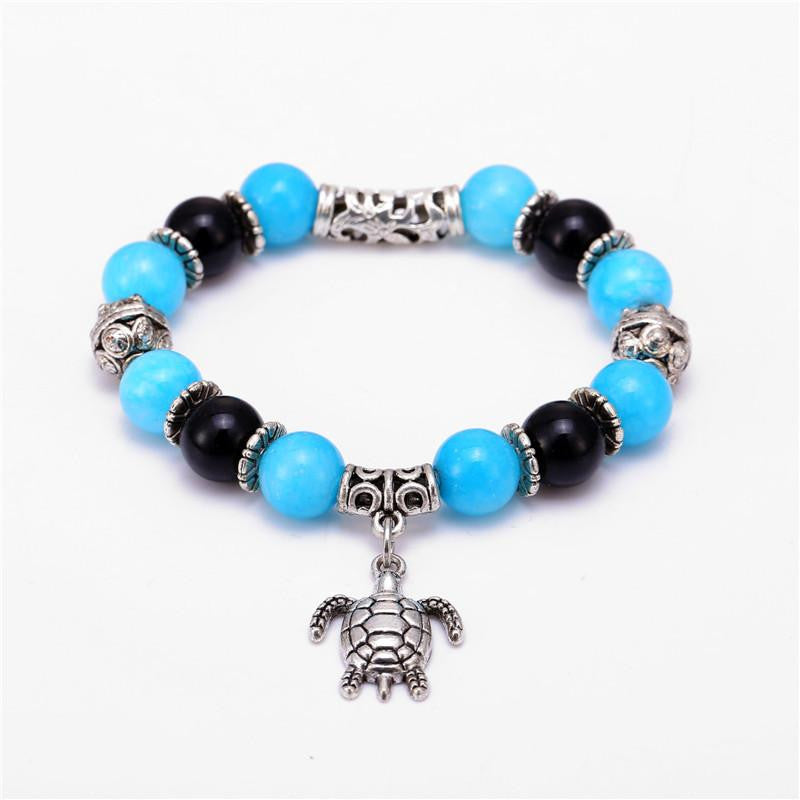 Sea turtle Natural Stone Bead Bracelet - WikiWii