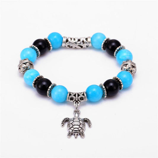 Sea turtle Natural Stone Bead Bracelet - WikiWii