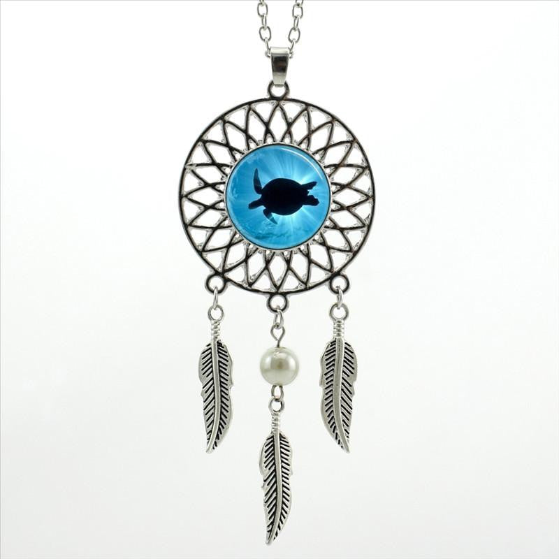 Sea Turtle Necklace In A Dream Catcher Style - WikiWii