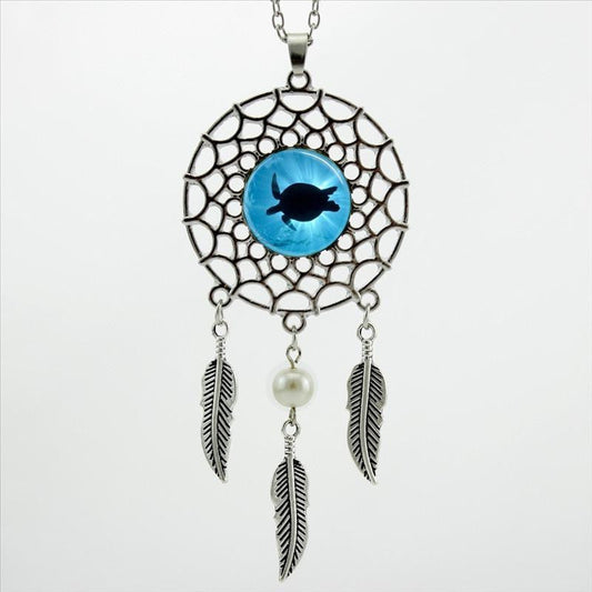 Sea Turtle Necklace In A Dream Catcher Style - WikiWii