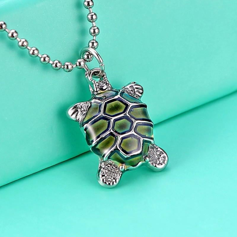 Sea Turtle Necklace Pendant with Bead Chain (Temperature Change Color ) - WikiWii