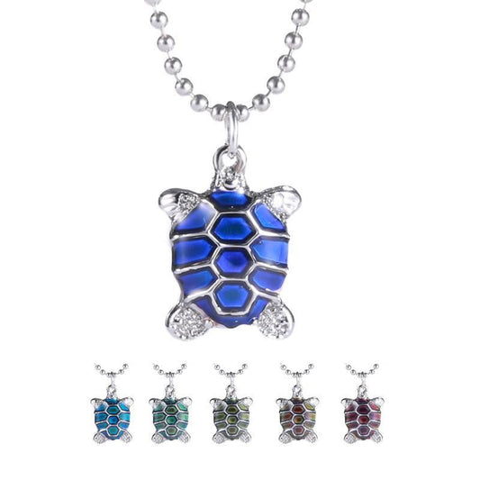 Sea Turtle Necklace Pendant with Bead Chain (Temperature Change Color ) - WikiWii