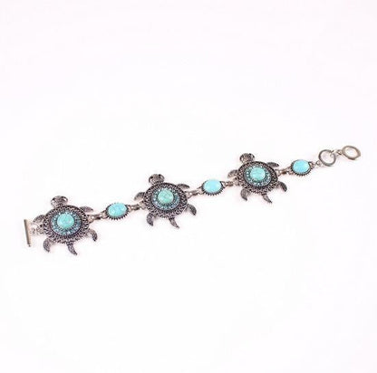 Sea turtle Turquoise Silver Plated Bracelet - WikiWii