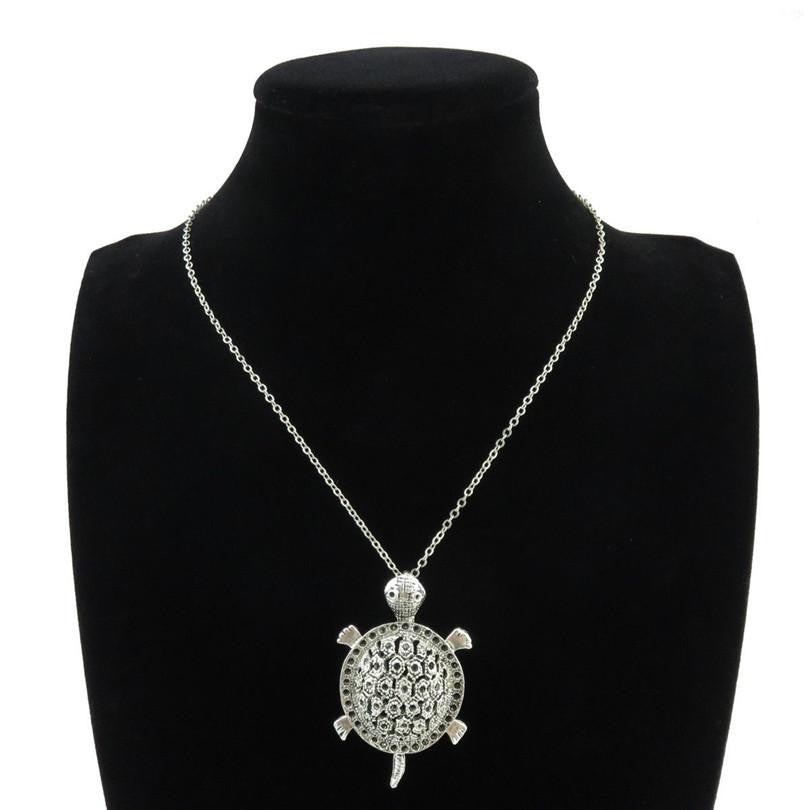 Silver Alloy Ocean Sea Turtle Necklace 18" - WikiWii