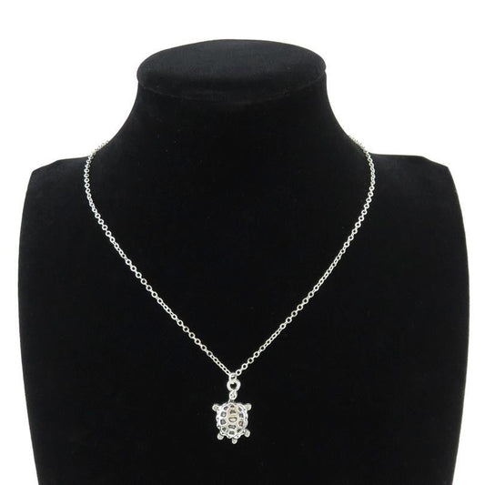 Silver Alloy Sea Turtle Necklace 18" - WikiWii