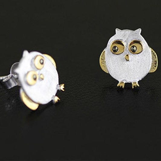 Silver Earrings Owl Stud Earrings - WikiWii