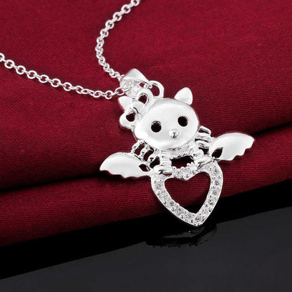 Silver Fashion Jewelry cat  give you luck Necklace necklace - WikiWii