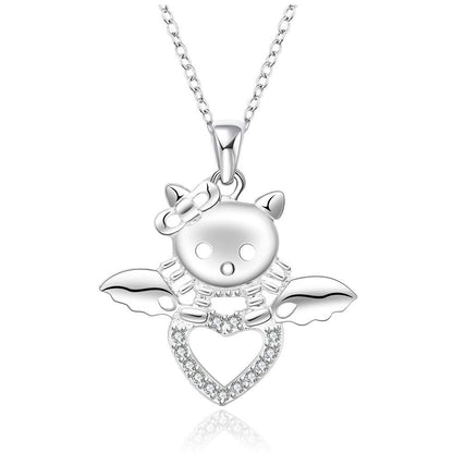 Silver Fashion Jewelry cat  give you luck Necklace necklace - WikiWii