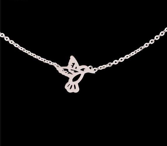 Silver / Gold Plated Cute Tiny Hummingbird Necklace - WikiWii