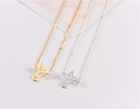 Silver / Gold Plated Cute Tiny Hummingbird Necklace - WikiWii