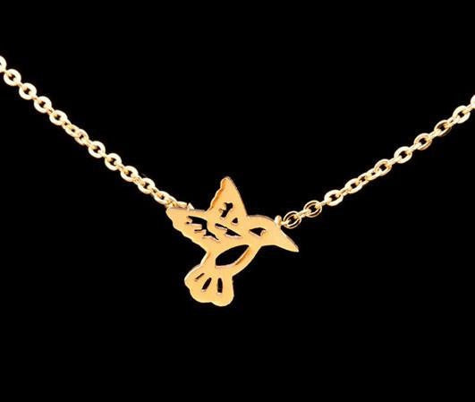 Silver / Gold Plated Cute Tiny Hummingbird Necklace - WikiWii