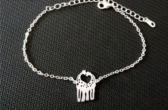 Silver Gold Plated Love Giraffe Bracelet - WikiWii