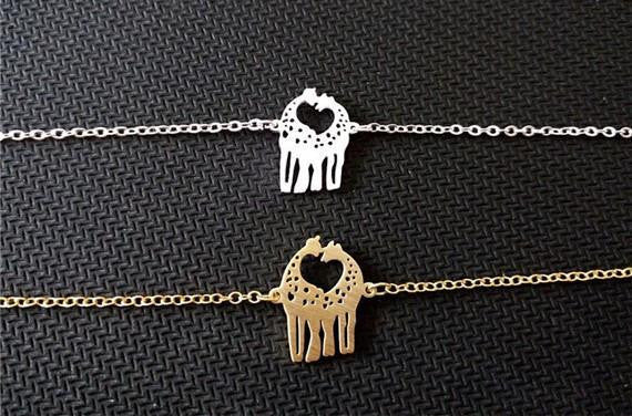 Silver Gold Plated Love Giraffe Bracelet - WikiWii