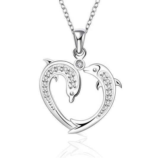 silver jewelry cute dolphin ball necklace - WikiWii