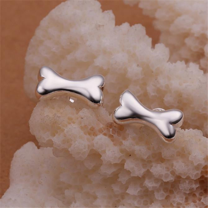 Silver Jewelry Dog Bone Earrings - WikiWii