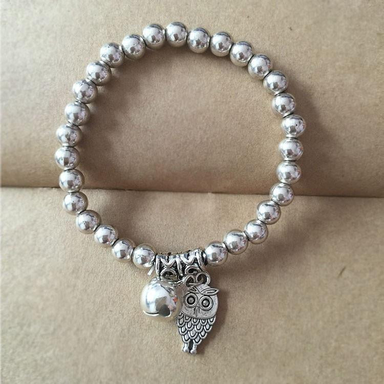 Silver Plated Beads Owl Bracelet - WikiWii