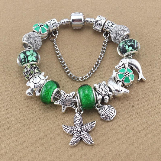 Silver Plated Bracelet Starfish / Dolphin / Sea turtle - WikiWii