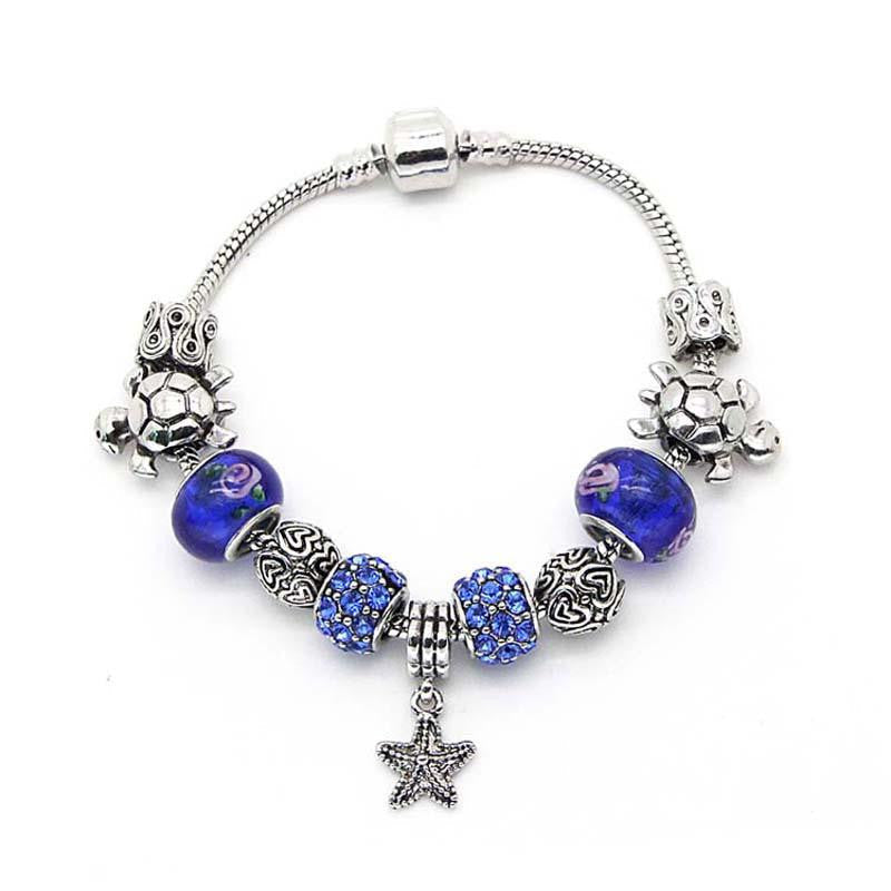 Silver Plated Chain Starfish / turtle Bracelet - WikiWii