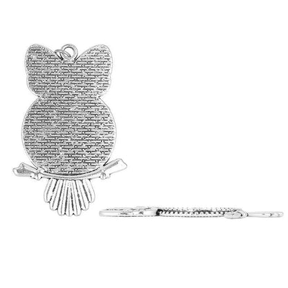 Silver Plated  Clock Owl Necklace - WikiWii