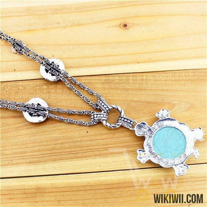 Silver Plated Cute Fat Turtle Necklace - WikiWii