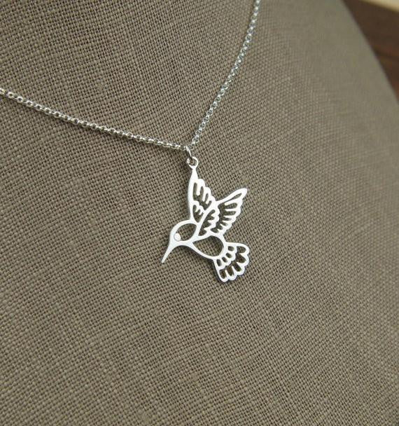 Silver Plated Hummingbird Necklace - WikiWii