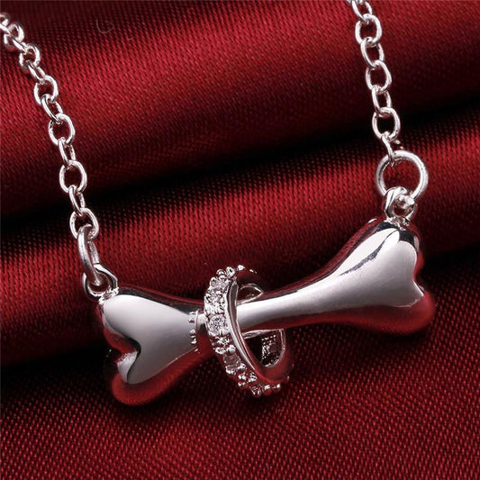 Silver Plated Necklace Dog Bone Chain Necklaces - WikiWii