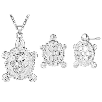 Silver Plated Sea Turtle Sets Necklace Earring - WikiWii