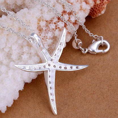 silver Plated starfish necklace - WikiWii