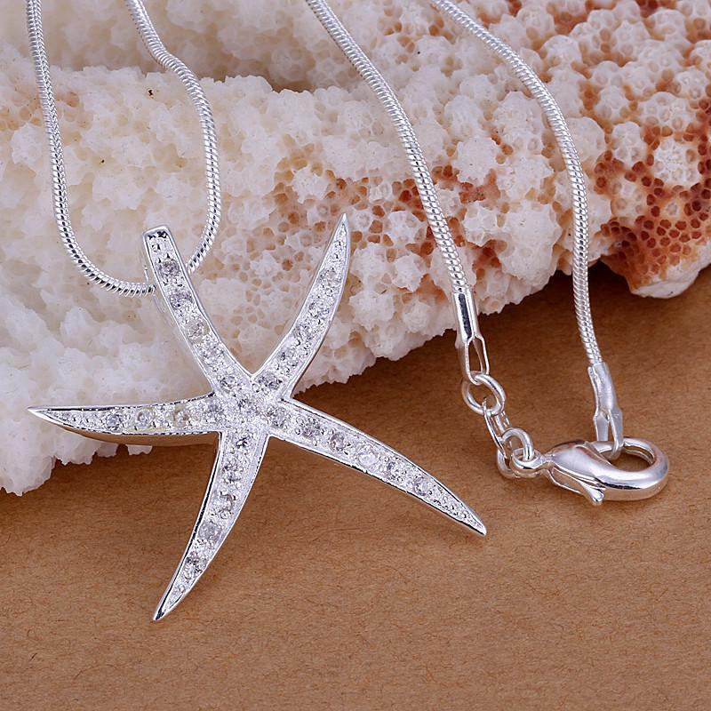 silver Plated starfish necklace - WikiWii