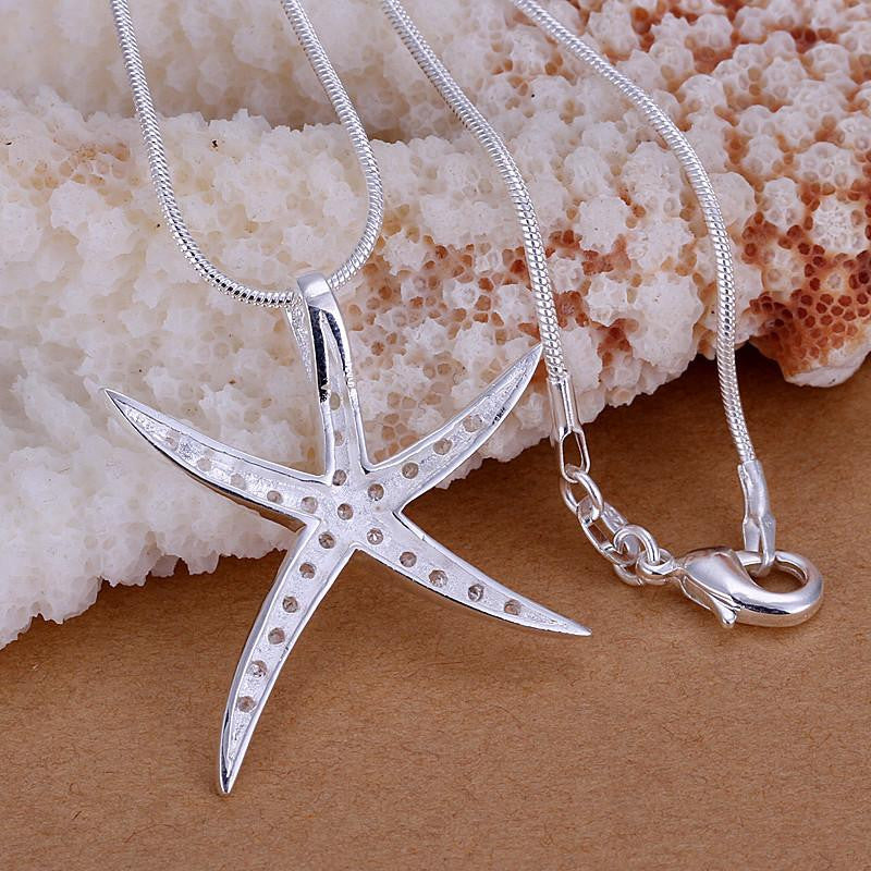 silver Plated starfish necklace - WikiWii