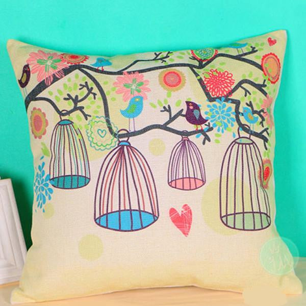 Simple Spring Tree Animal Bird Owl Lovely Cages Decorative Sofa - WikiWii