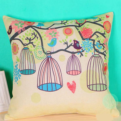 Simple Spring Tree Animal Bird Owl Lovely Cages Decorative Sofa - WikiWii