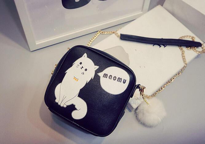 Small Square Bag With Cute Cartoon Printing Cat - WikiWii