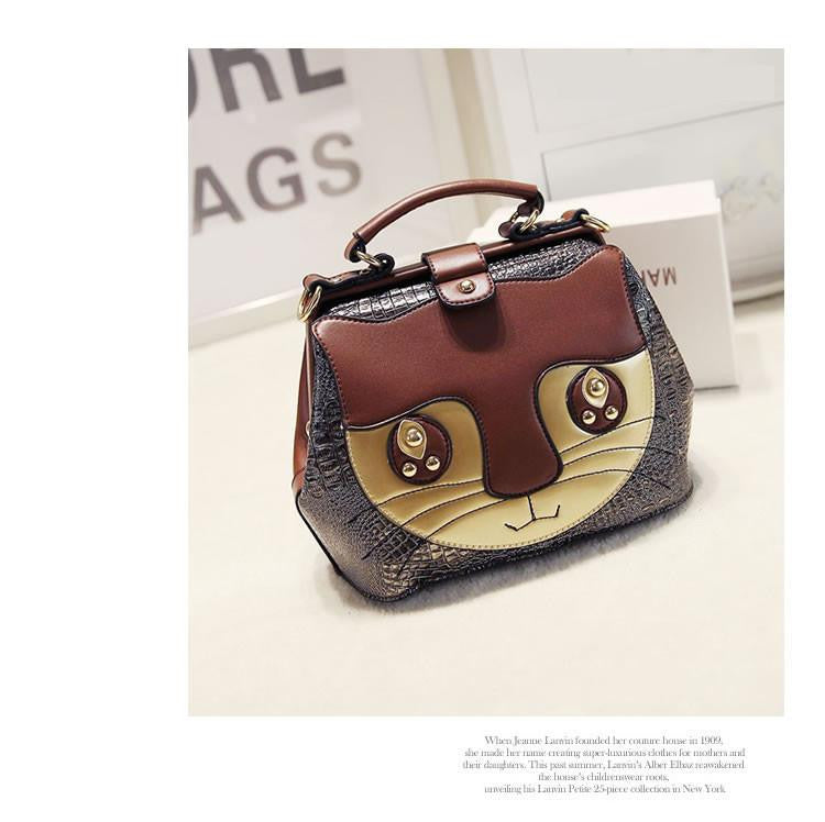 Spell Color Stitching Cat Face Women Messenger Bags - WikiWii